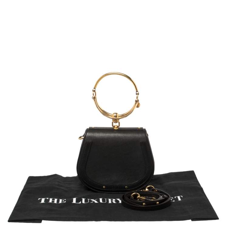 Pre Owned Chloe Black Leather and Suede Small Nile Bracelet Shoulder Bag