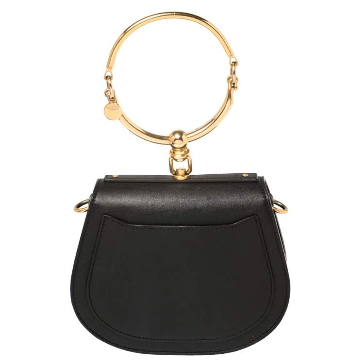 Pre Owned Chloe Black Leather and Suede Small Nile Bracelet Shoulder Bag