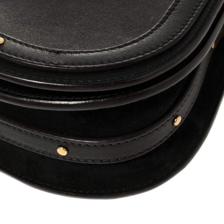 Pre Owned Chloe Black Leather and Suede Small Nile Bracelet Shoulder Bag