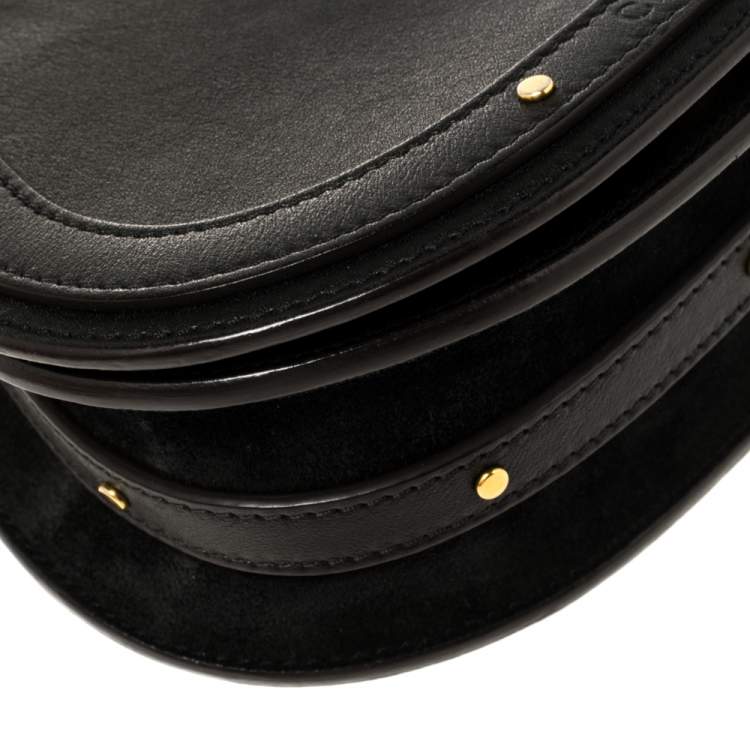 Pre Owned Chloe Black Leather and Suede Small Nile Bracelet Shoulder Bag