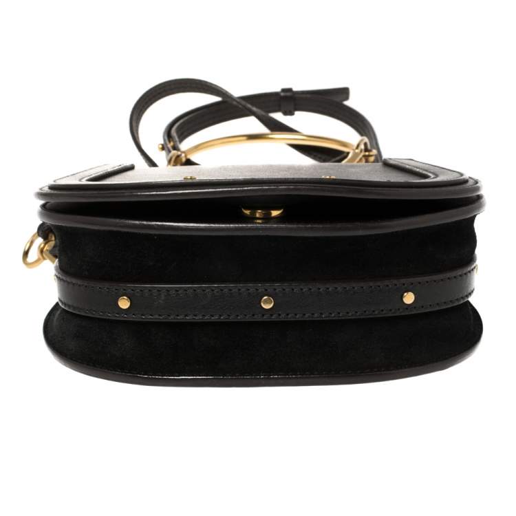 Pre Owned Chloe Black Leather and Suede Small Nile Bracelet Shoulder Bag