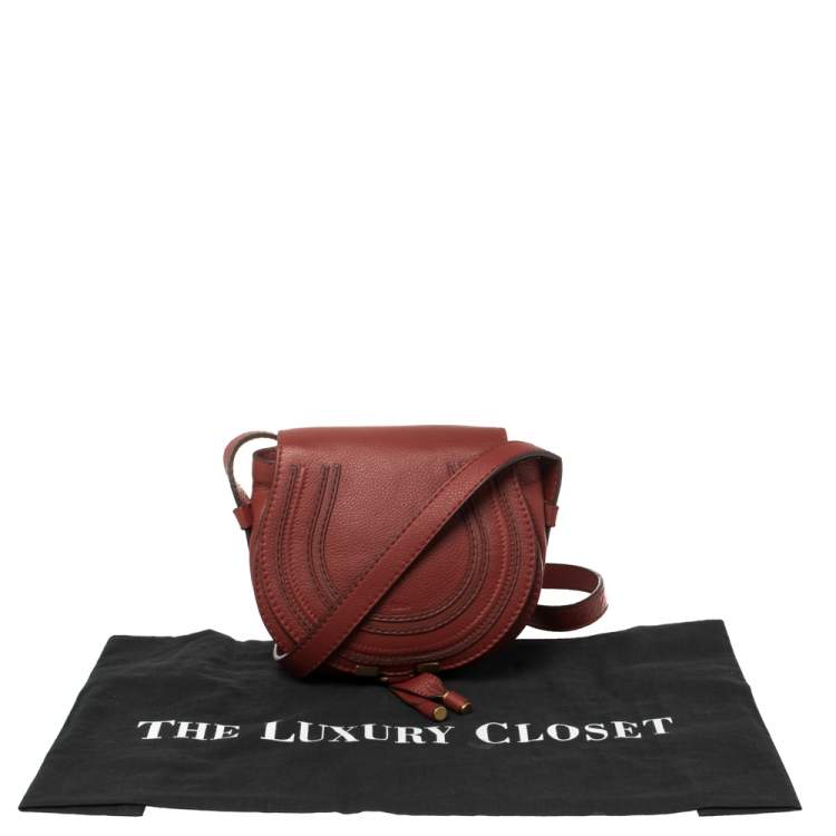 Pre Owned Chloe Red Leather Mini Marcie Crossbody Bag