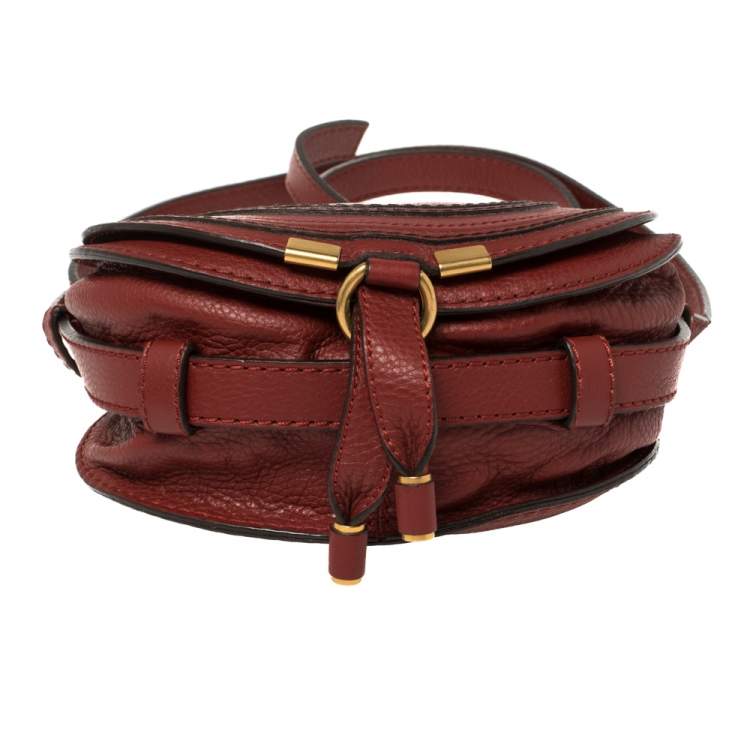 Pre Owned Chloe Red Leather Mini Marcie Crossbody Bag