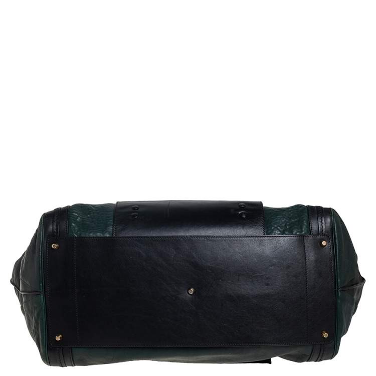 Pre Owned Chloe Dark Green /Black Leather Large Alice Satchel