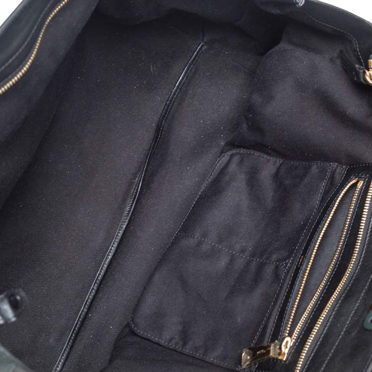 Pre Owned Chloe Dark Green /Black Leather Large Alice Satchel
