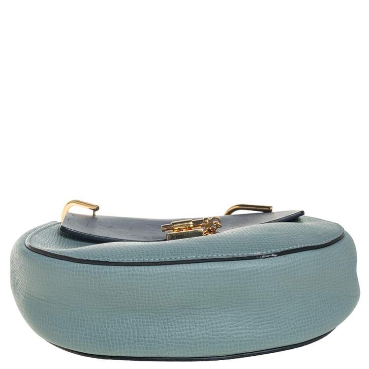 Pre Owned Chloe Two Tone Blue Leather Medium Drew Shoulder Bag