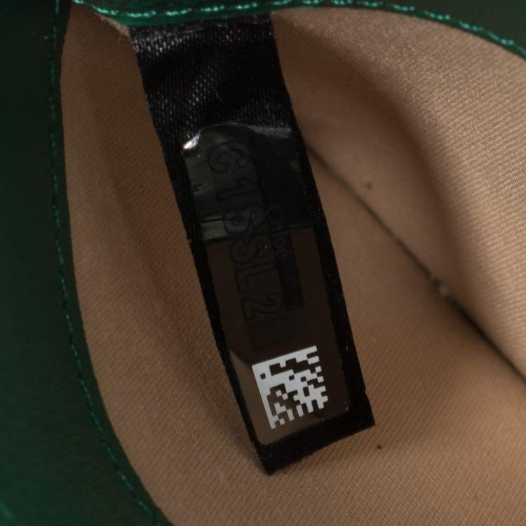 Pre Owned Chloe Green Croc Embossed Leather 'C' Card Holder