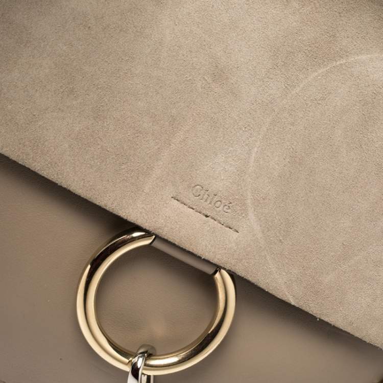 Pre Owned Chloé Taupe Leather and Suede Medium Faye Shoulder Bag