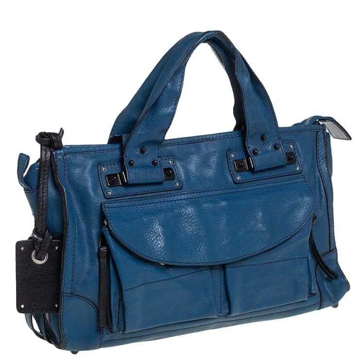 Pre Owned Chloe Blue Leather Tracy Satchel