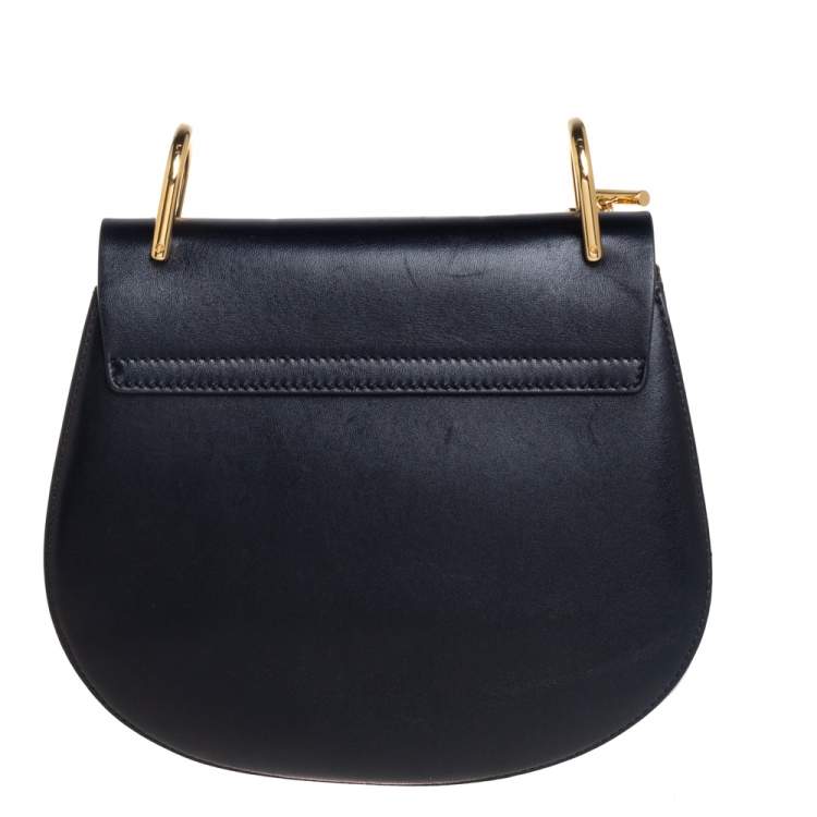 Pre Owned Chloe Black/Orange Leather and Suede Medium Drew Shoulder Bag