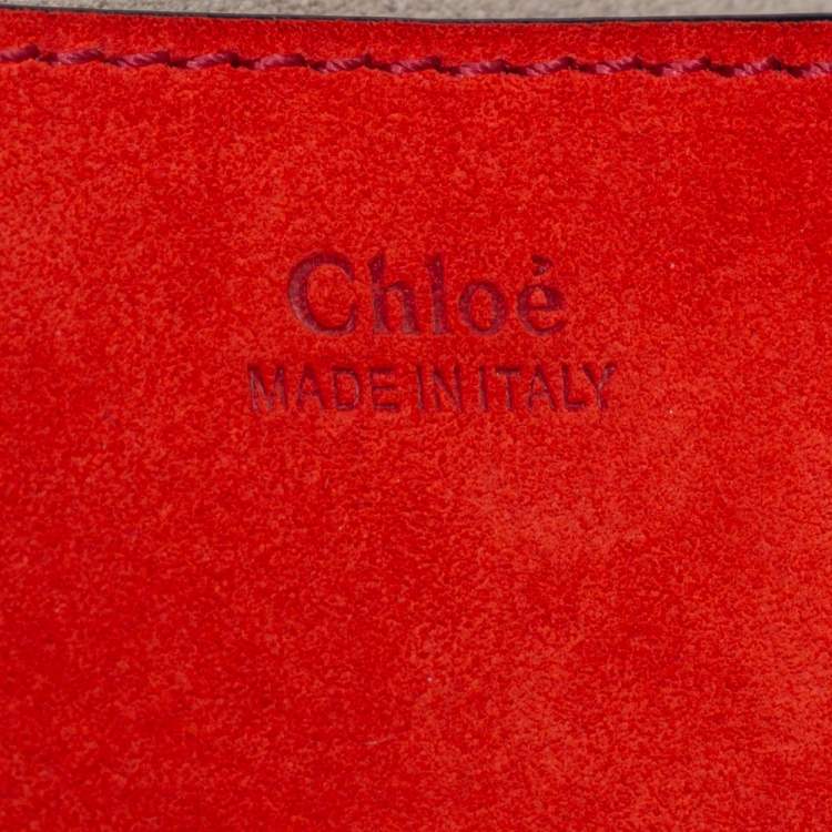 Pre Owned Chloe Black/Orange Leather and Suede Medium Drew Shoulder Bag