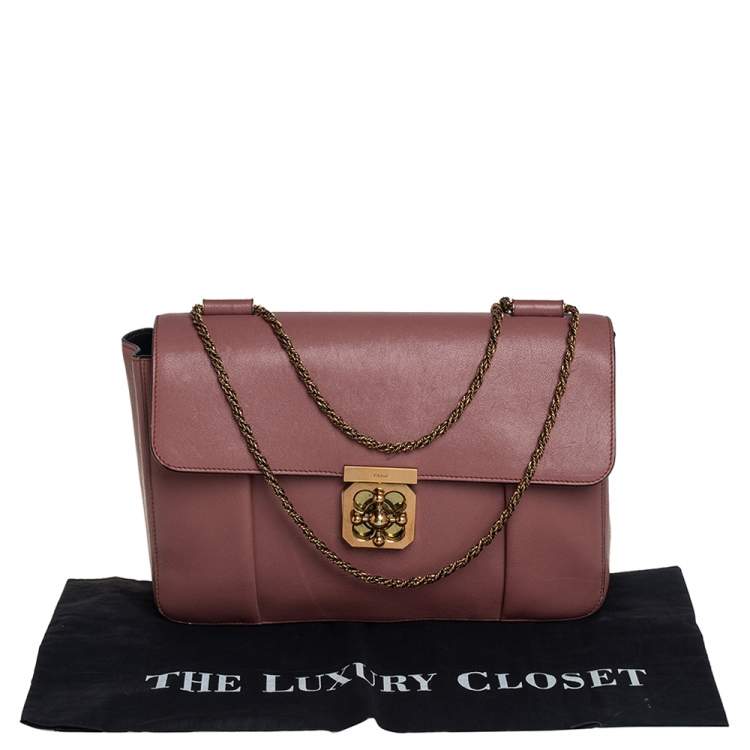 Pre Owned Chloe Old Rose Leather Large Elsie Shoulder Bag