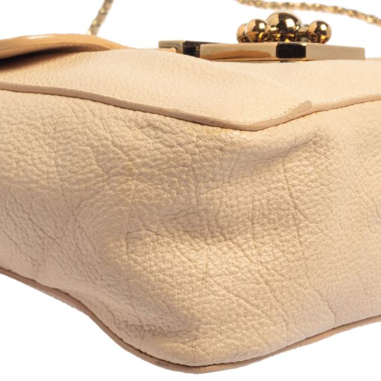 Pre Owned Chloé Beige Leather Small Elsie Shoulder Bag