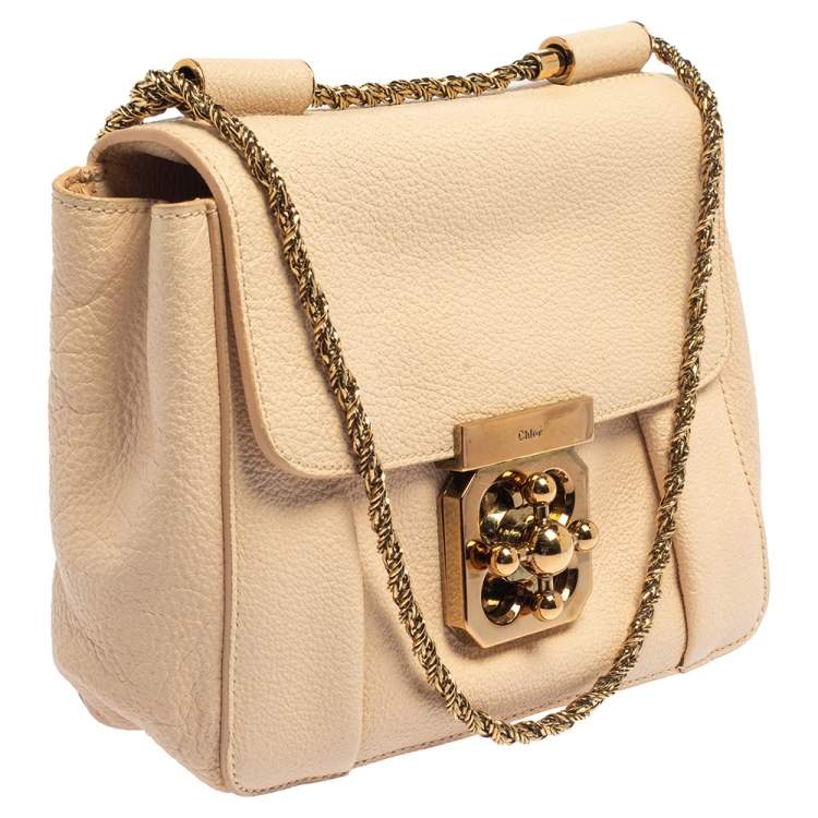 Pre Owned Chloé Beige Leather Small Elsie Shoulder Bag