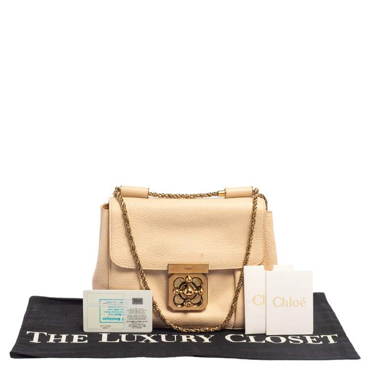 Pre Owned Chloé Beige Leather Small Elsie Shoulder Bag