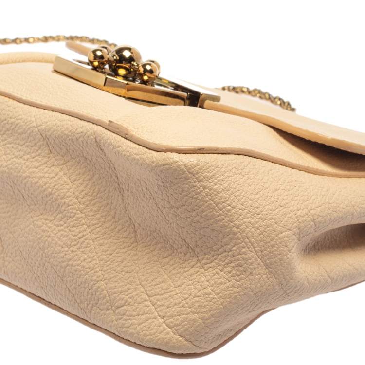 Pre Owned Chloé Beige Leather Small Elsie Shoulder Bag