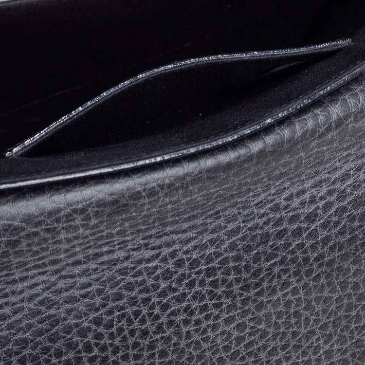 Pre Owned Chloe Black Pebbled Leather Sally Envelope Clutch