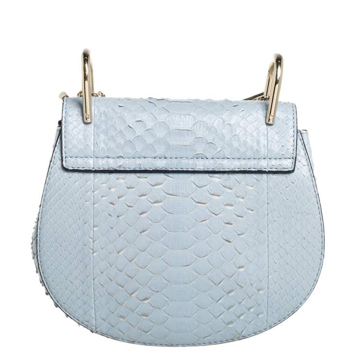Pre Owned Chloé Fresh Blue Python Small Drew Shoulder Bag
