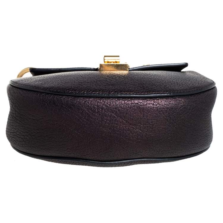 Pre Owned Chloé Metallic Black Leather Small Drew Crossbody Bag