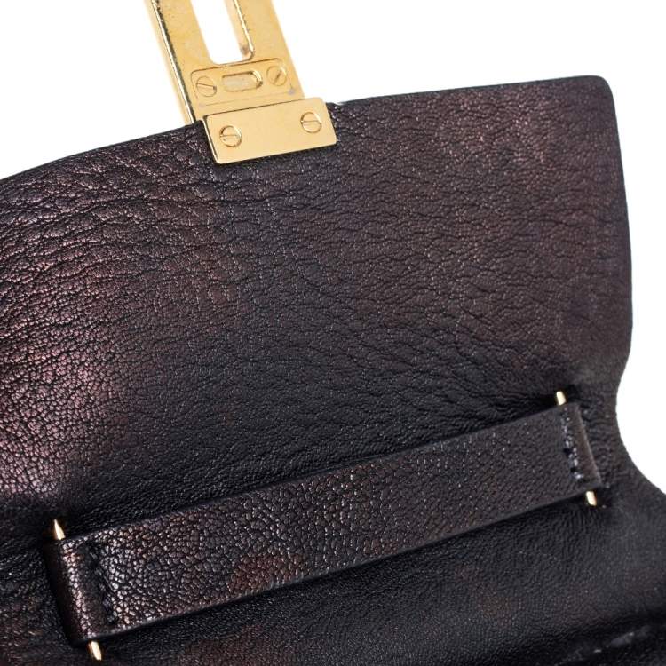 Pre Owned Chloé Metallic Black Leather Small Drew Crossbody Bag