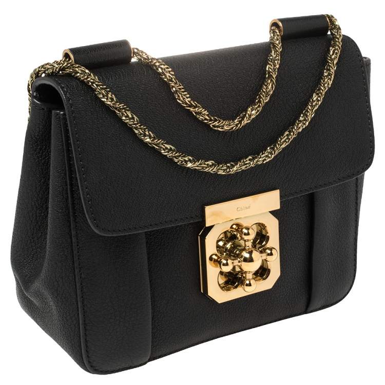 Pre Owned Chloé Black Leather Small Elsie Shoulder Bag