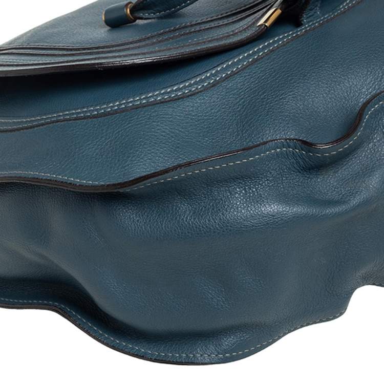 Pre Owned Chloe Steel Blue Leather Large Marcie Hobo