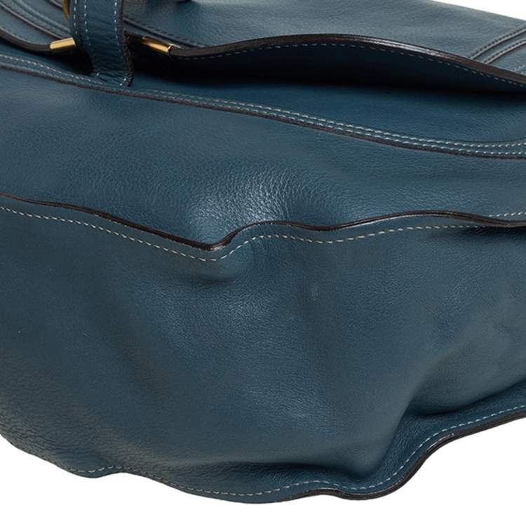 Pre Owned Chloe Steel Blue Leather Large Marcie Hobo