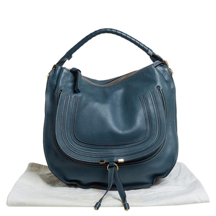 Pre Owned Chloe Steel Blue Leather Large Marcie Hobo
