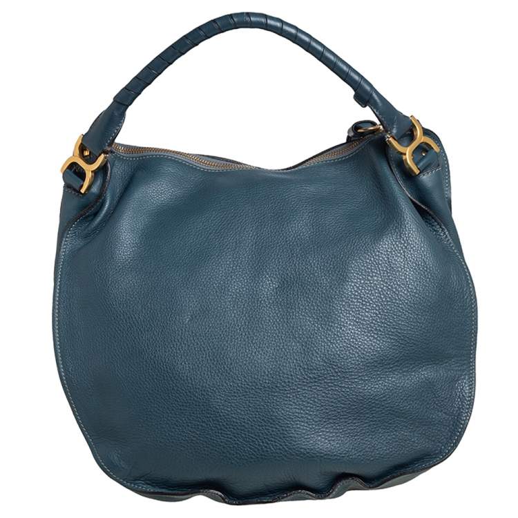 Pre Owned Chloe Steel Blue Leather Large Marcie Hobo