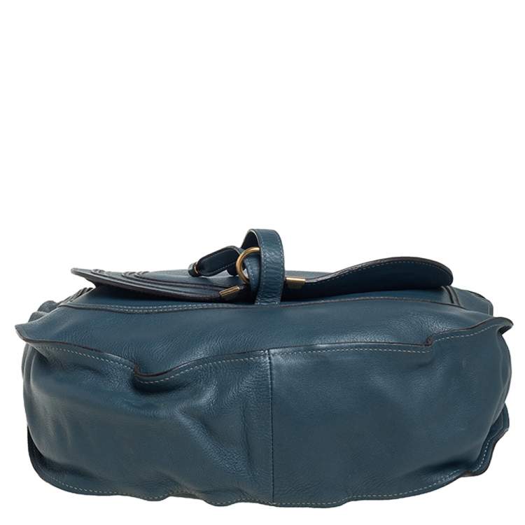 Pre Owned Chloe Steel Blue Leather Large Marcie Hobo