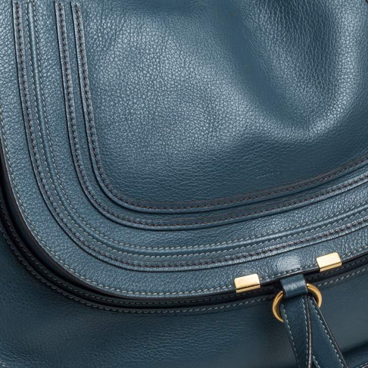 Pre Owned Chloe Steel Blue Leather Large Marcie Hobo