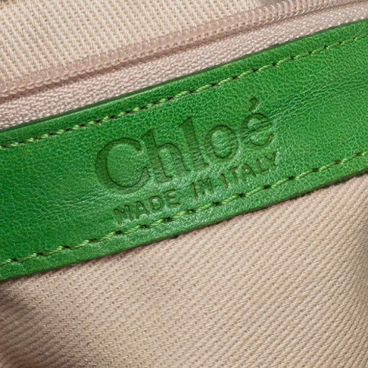 Pre Owned Chloe Green Canvas and Leather Beaded Hobo
