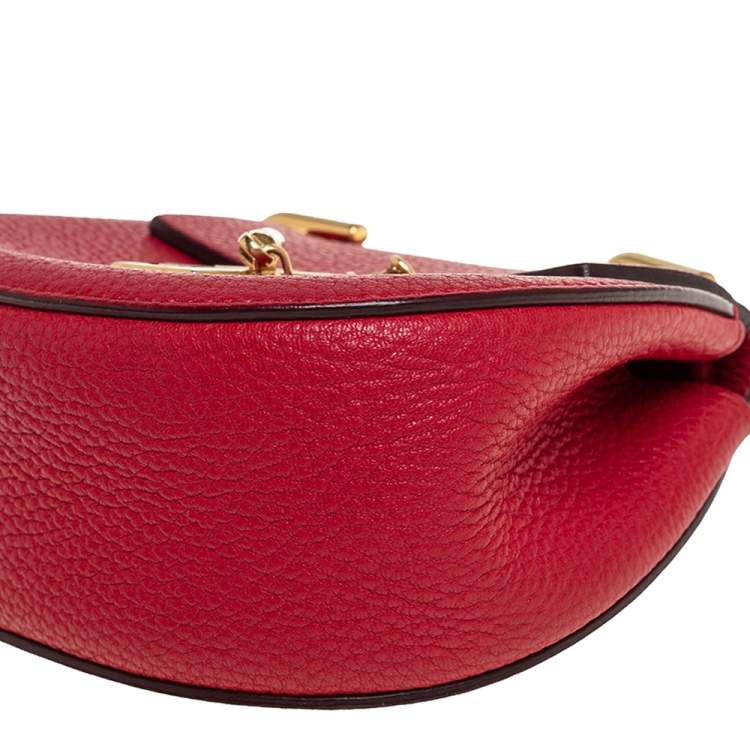 Pre Owned Chloe Red Grained Leather Nano Drew Shoulder Bag