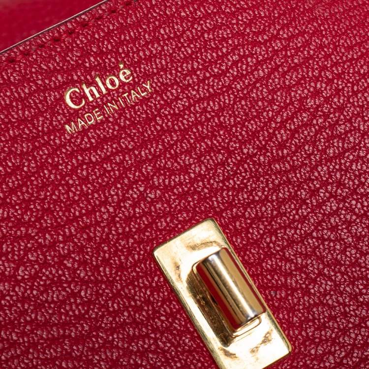 Pre Owned Chloe Red Grained Leather Nano Drew Shoulder Bag