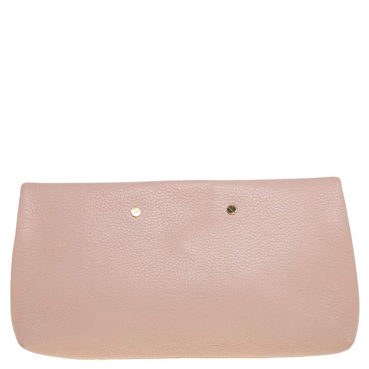 Pre Owned Chloe Powder Pink Grained Leather Drew Fold Over Clutch
