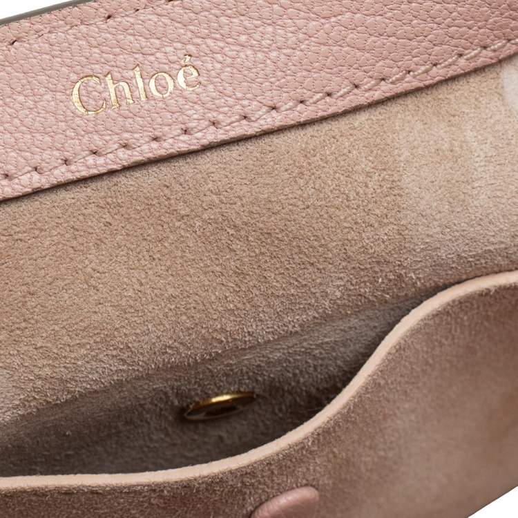 Pre Owned Chloe Powder Pink Grained Leather Drew Fold Over Clutch