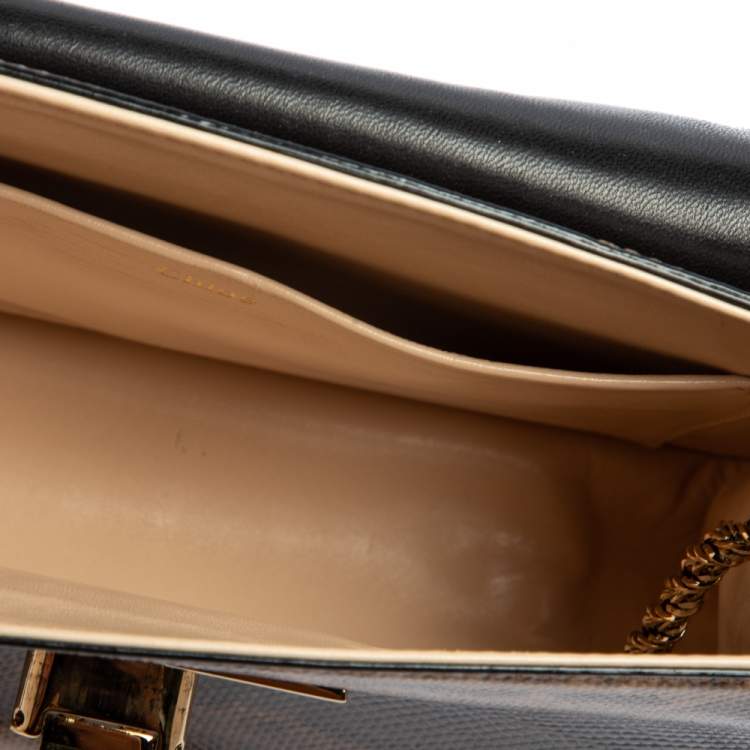 Pre Owned Chloe Brown Karung, Sequins and Leather Small Sally Shoulder Bag