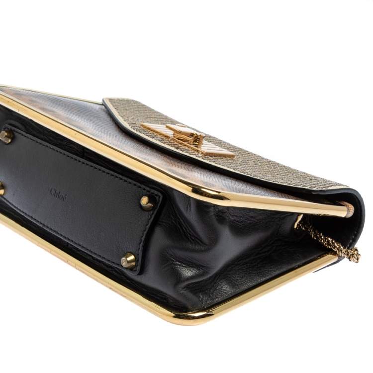 Pre Owned Chloe Brown Karung, Sequins and Leather Small Sally Shoulder Bag