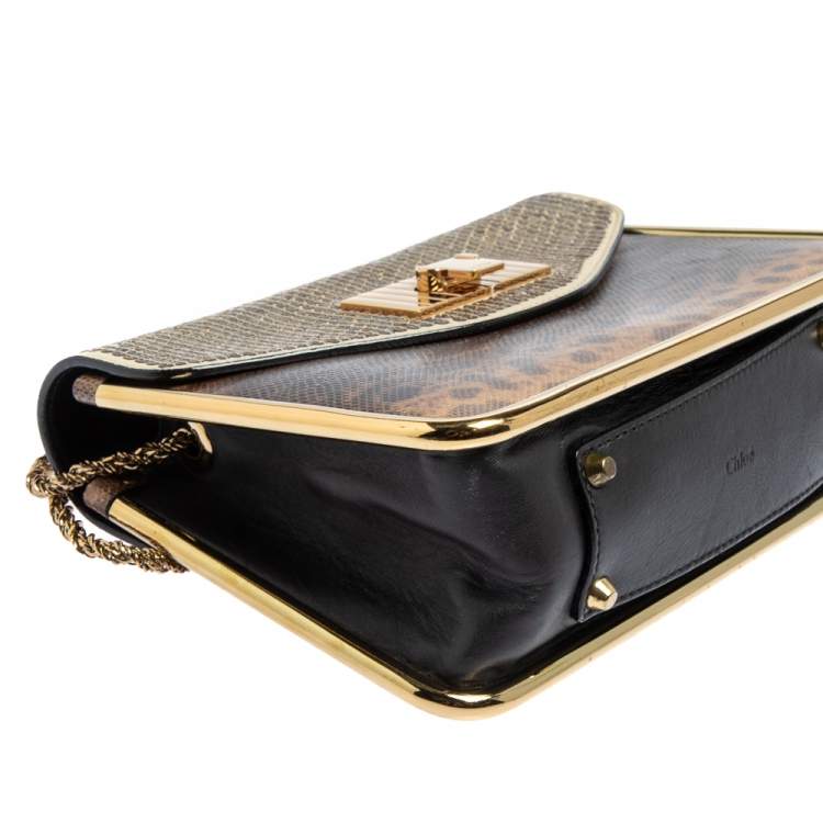 Pre Owned Chloe Brown Karung, Sequins and Leather Small Sally Shoulder Bag