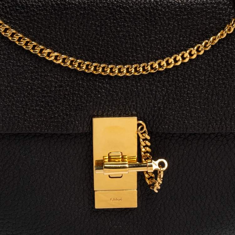 Pre Owned Chloe Black Leather Medium Drew Shoulder Bag