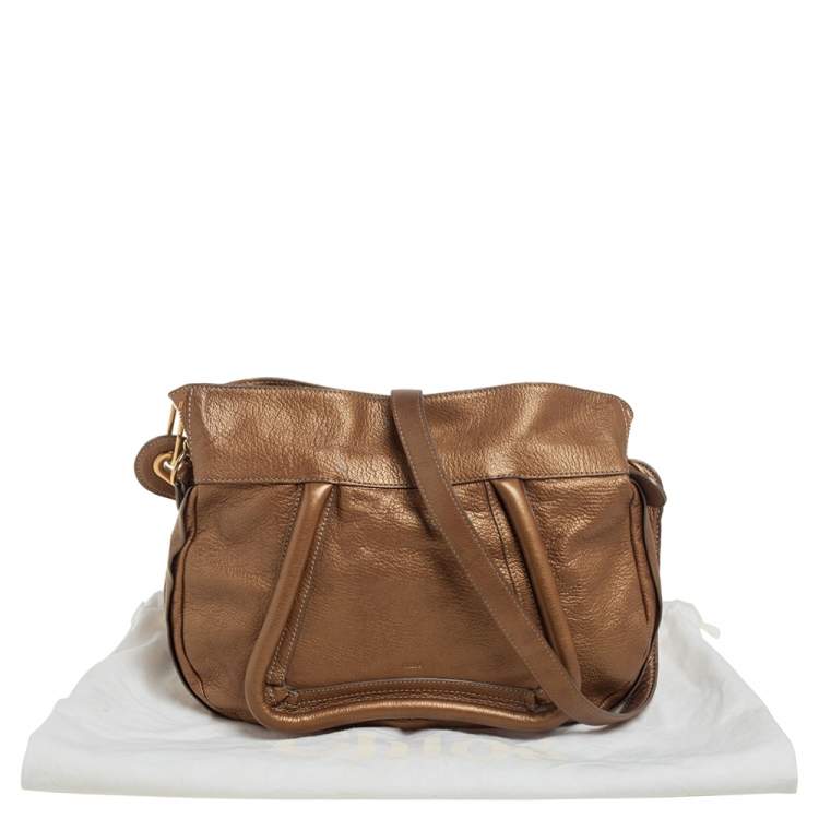 Pre Owned Chloe Gold Leather Paraty Shoulder Bag