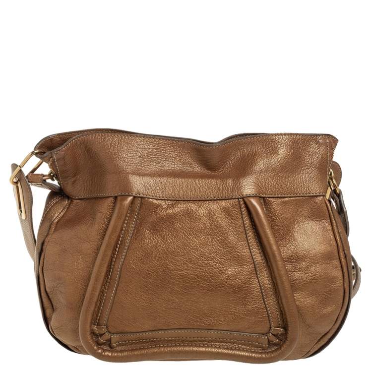 Pre Owned Chloe Gold Leather Paraty Shoulder Bag