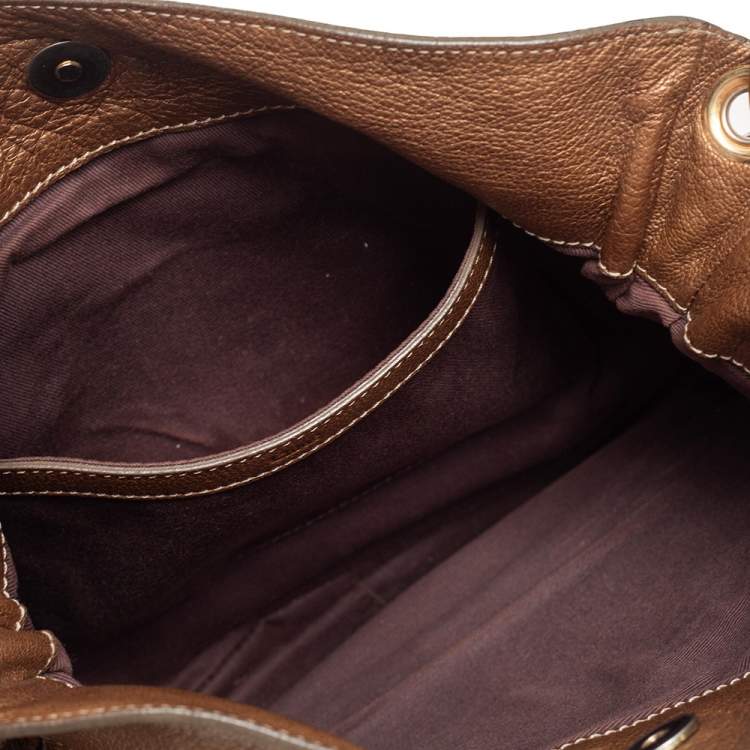 Pre Owned Chloe Gold Leather Paraty Shoulder Bag