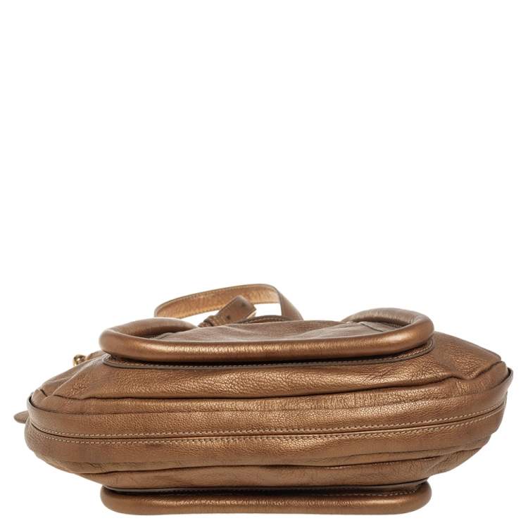 Pre Owned Chloe Gold Leather Paraty Shoulder Bag