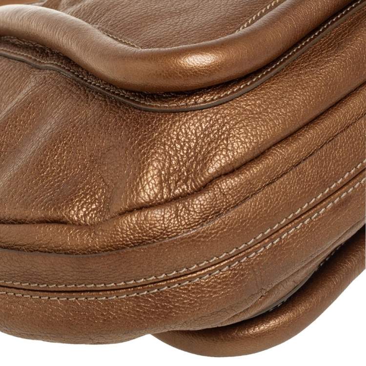 Pre Owned Chloe Gold Leather Paraty Shoulder Bag