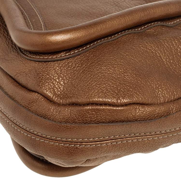Pre Owned Chloe Gold Leather Paraty Shoulder Bag