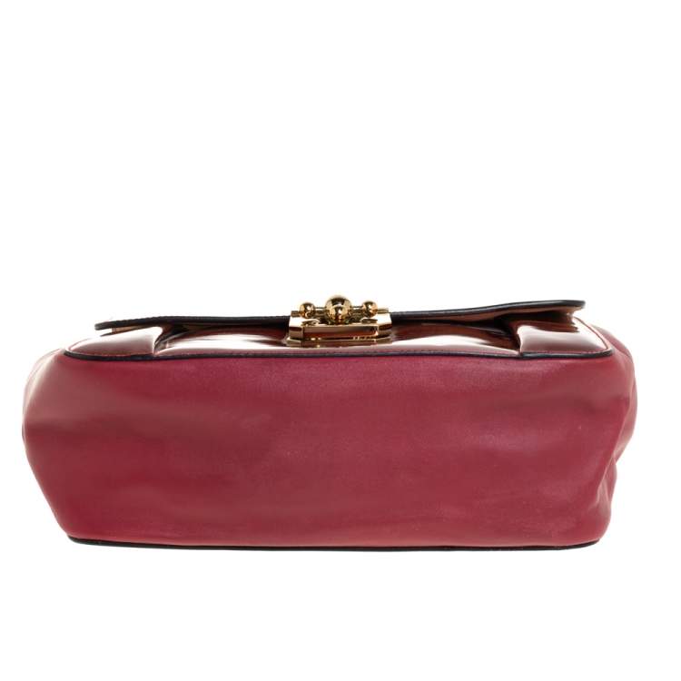 Pre Owned Chloe Burgundy/Orange Patent Leather and Leather Elsie Shoulder Bag