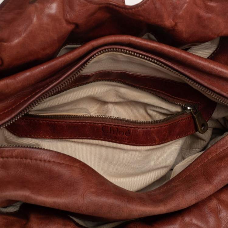 Pre Owned Chloe Brown Leather Silverado Satchel