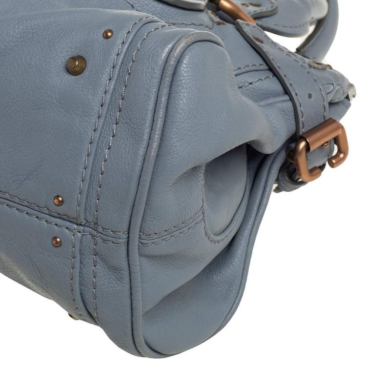 Pre Owned Chloé Grey Grained Leather Medium Paddington Satchel