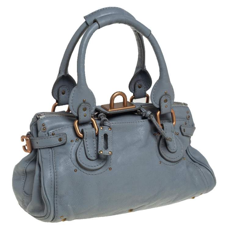 Pre Owned Chloé Grey Grained Leather Medium Paddington Satchel